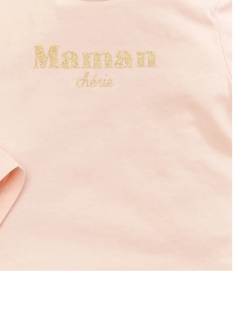 T Shirt manches longues imprimé Rose