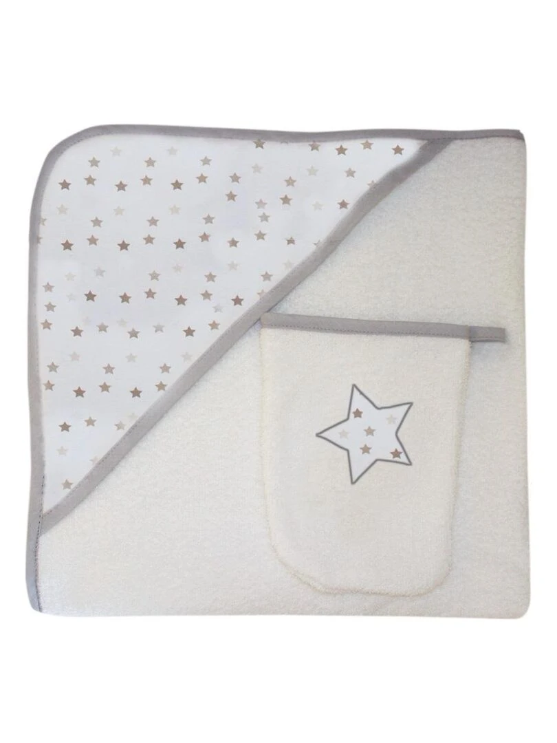 Sortie de bain + Gant "ETOILE "GRIS" LES CHATOUNETS Gris