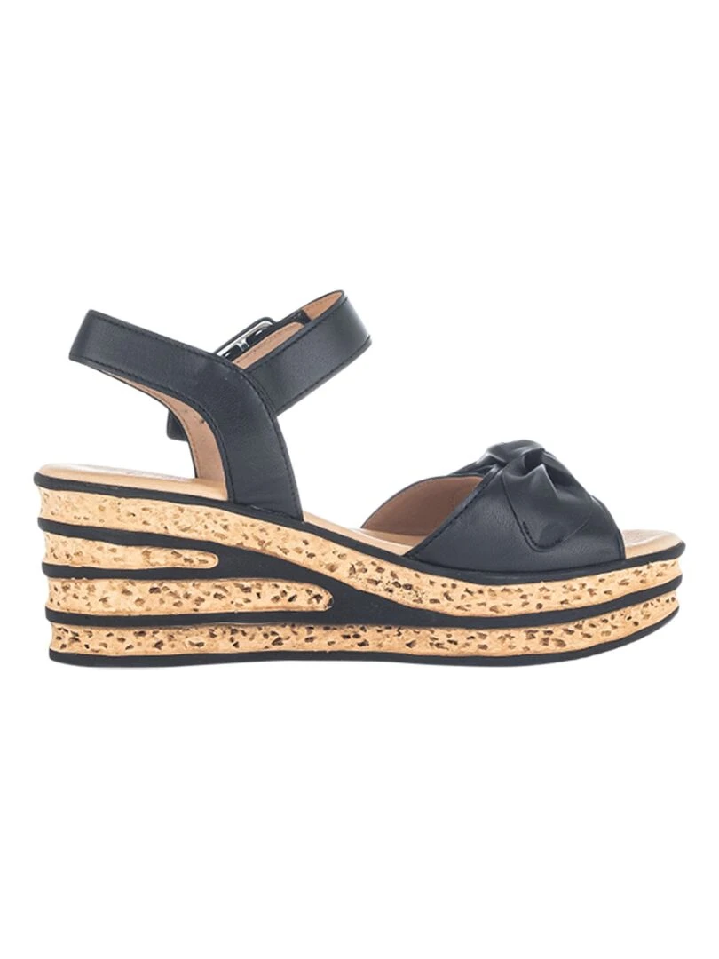 Sandales Cuir Compensé Gabor Lammnappa Noir