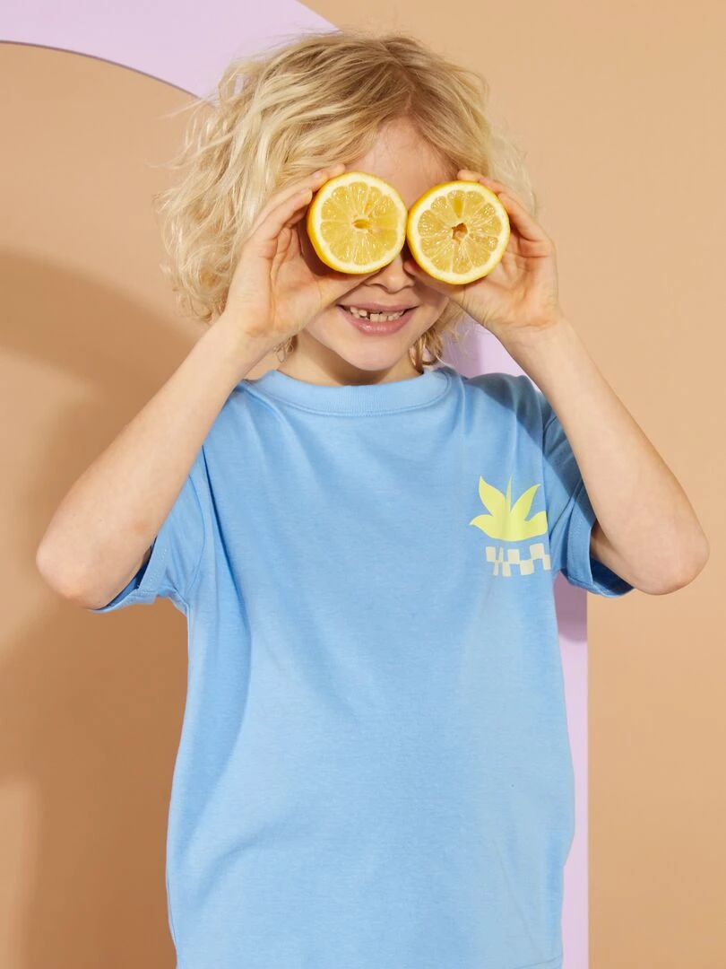 T shirt loose imprimé Grafik Edition Bleu clair
