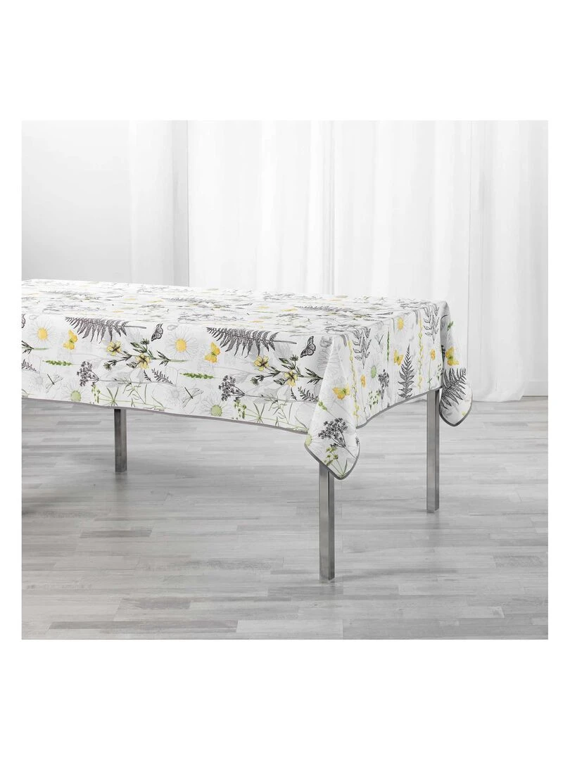 Nappe polyester Floraison Blanc