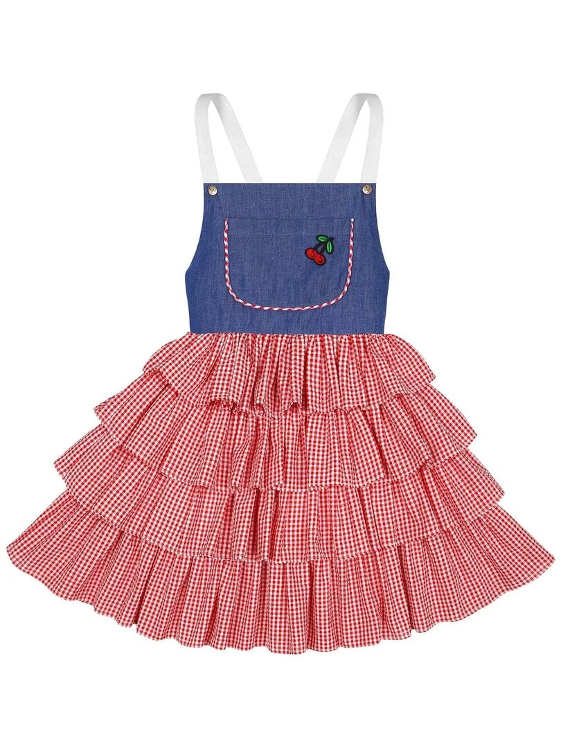 Robe Salopette Été Fille  Carrx Vichy Rose Foncé  GIGI   'LA FAUTE A VOLTAIRE'   Bleu Rouge