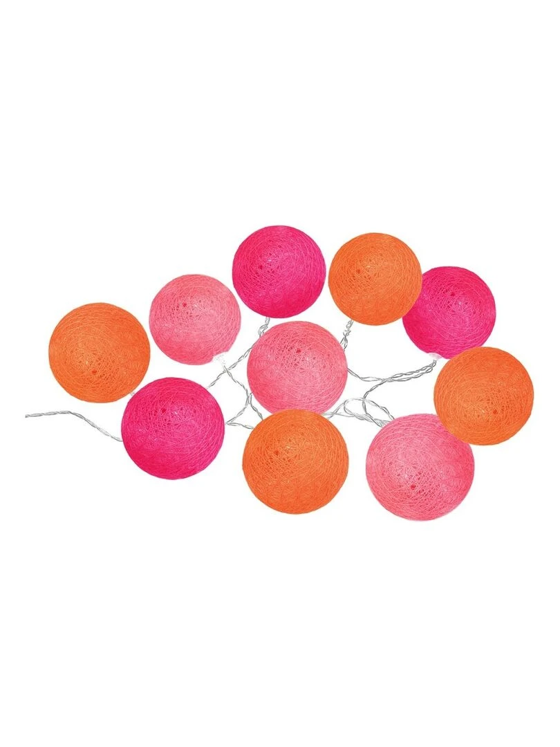 Guirlande LED solaire 10 boules rose Blanc
