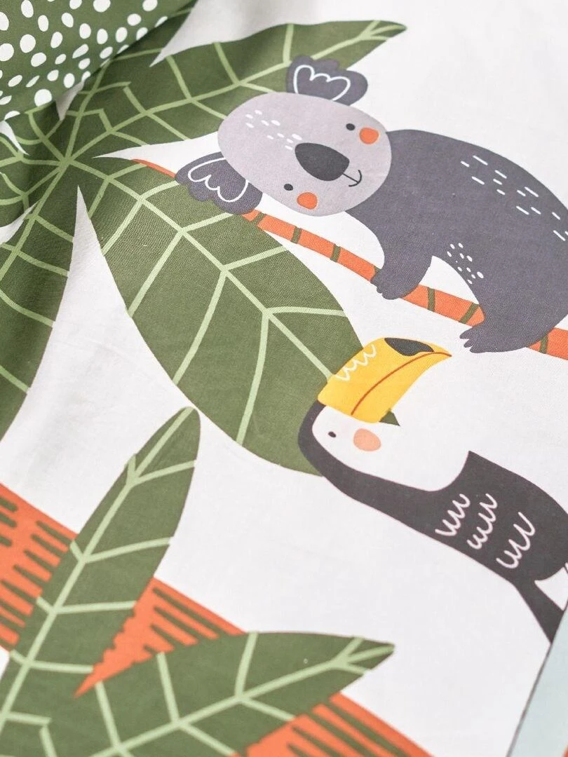 Parure de lit imprimé 'HAPPY FRIENDS' 'TODAY' Vert