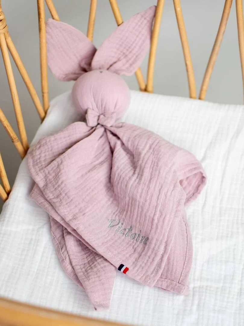 Doudou plat Lapin personnalisable Jeanne Rose