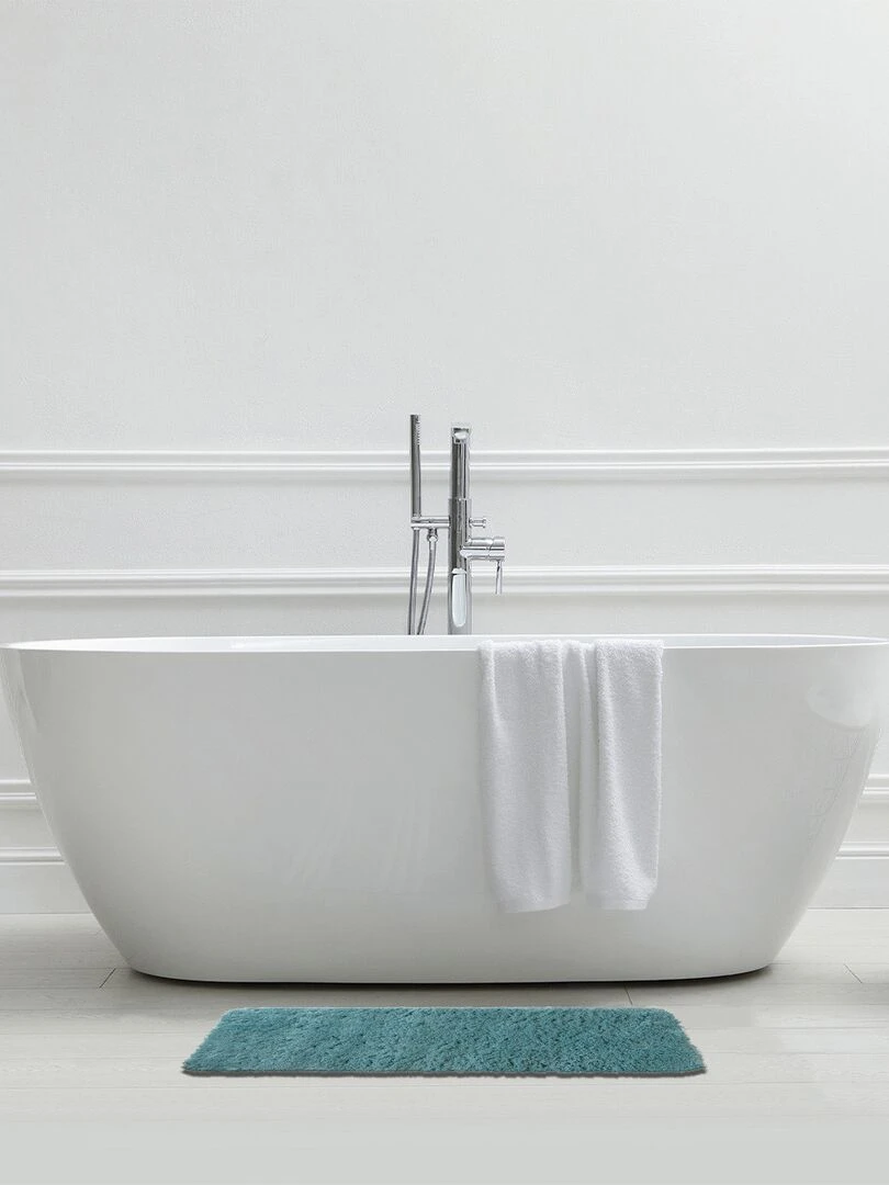 Guy Levasseur Tapis de bain en polyester uni bleu Bleu