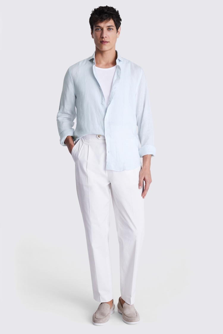 Tailored Fit Soft Blue Linen Shirt Buy Online at Moss