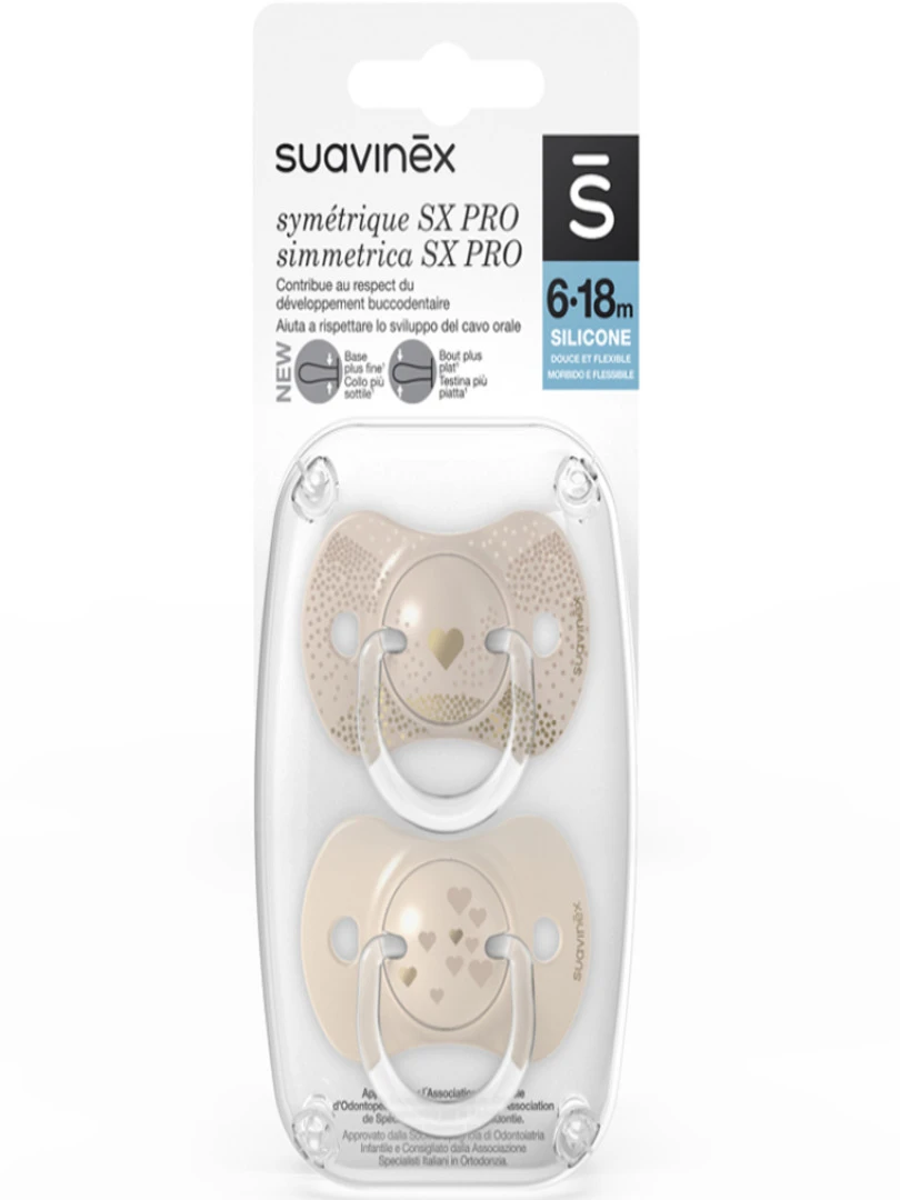 Lot de 2 sucettes symétriques SX PRO Joy doré (6 18 mois) Doré/or