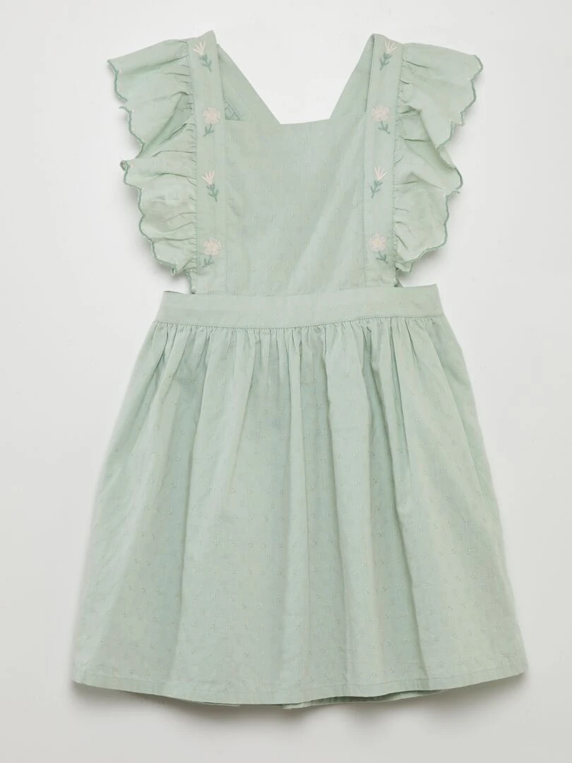Robe tablier avec broderies Vert