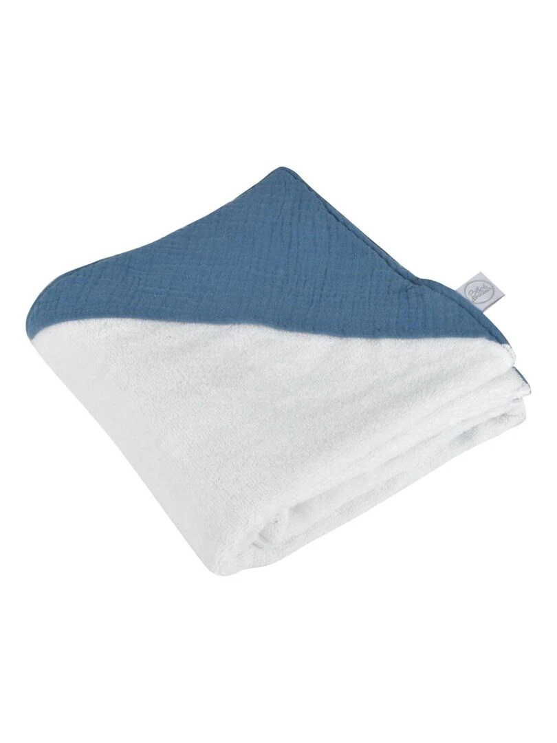 Cape de bain en gaze de coton et éponge Bleu foncé