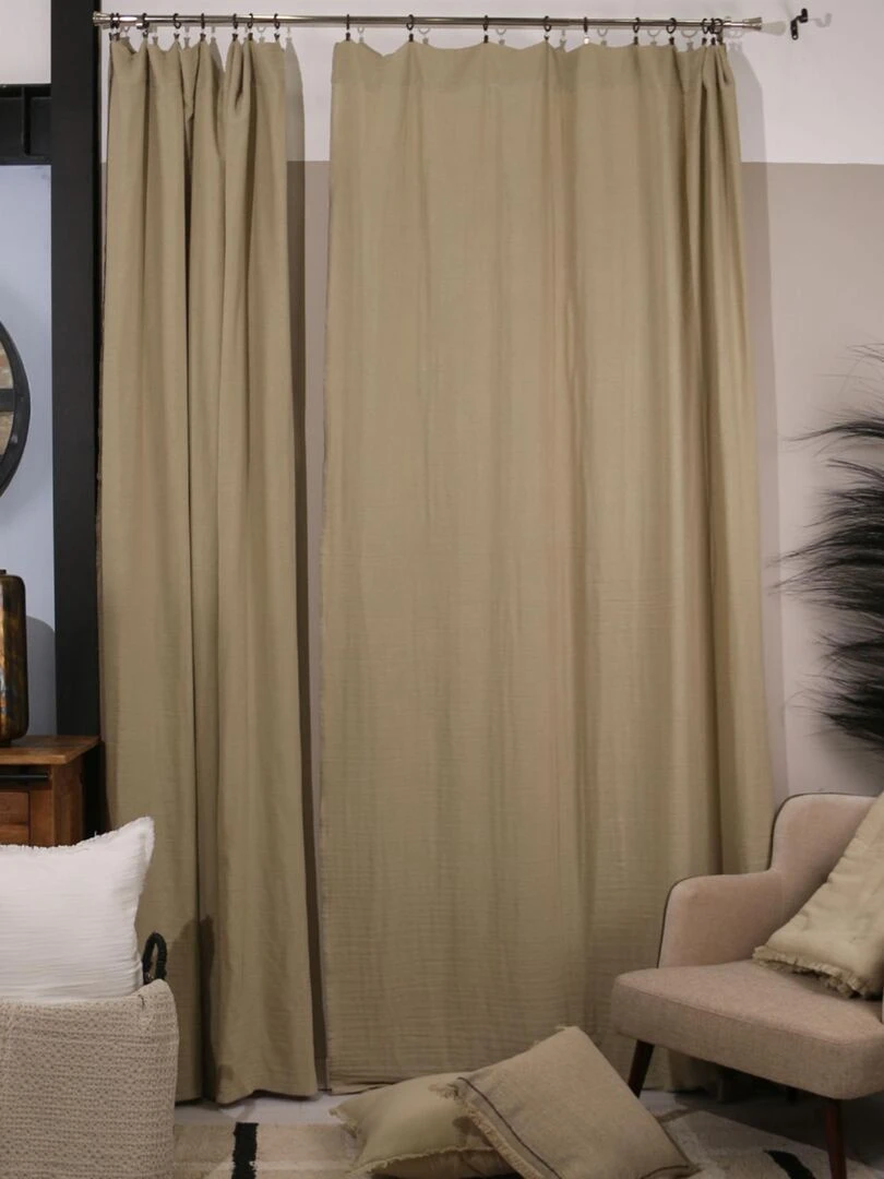 Rideau uni à œillet clip   Beige