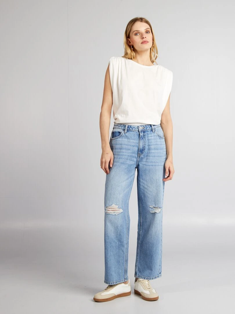 Tee shirt sans manches avec épaulettes Blanc