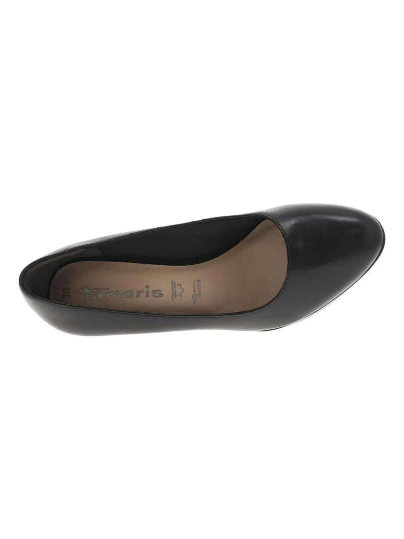 TAMARIS   Escarpins cuir talon entonnoir   Noir