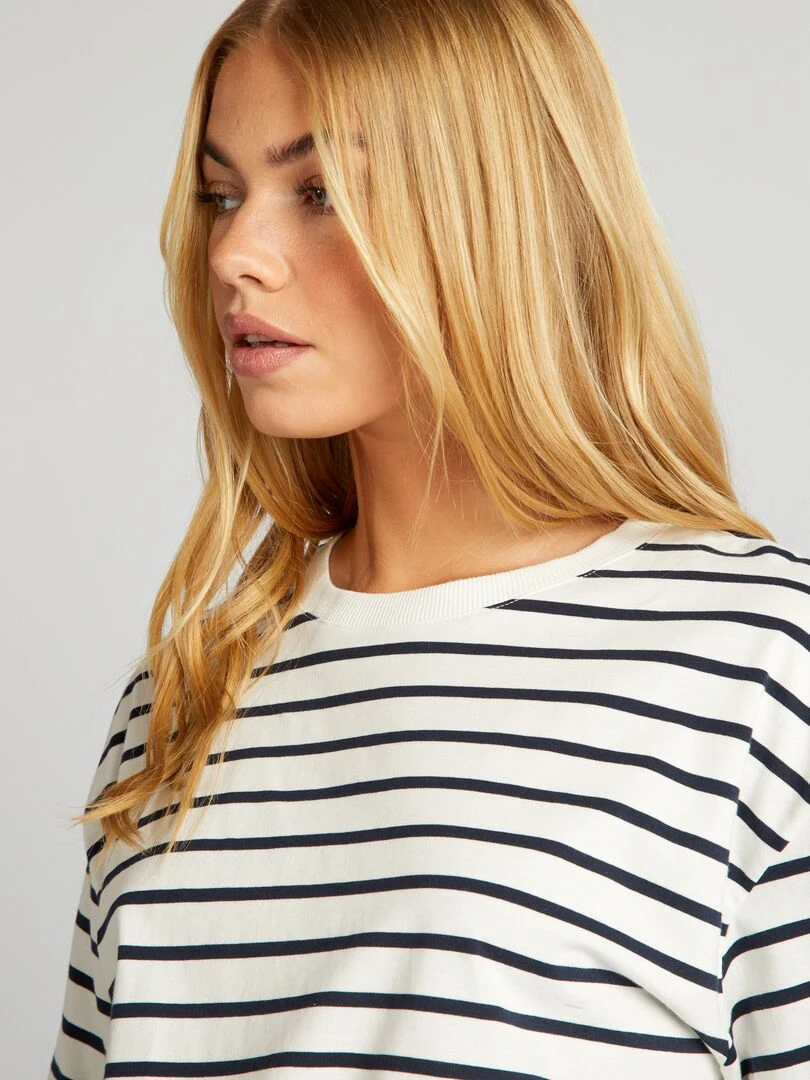 T shirt en maille jersey   Tough Cotton™   Noir/blanc