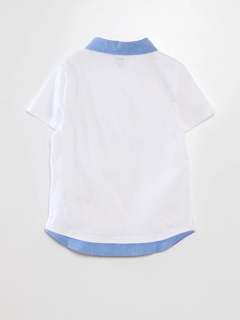 Polo en coton avec col contrastant blanc