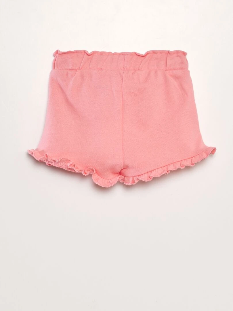 Short en molleton avec volants Rose