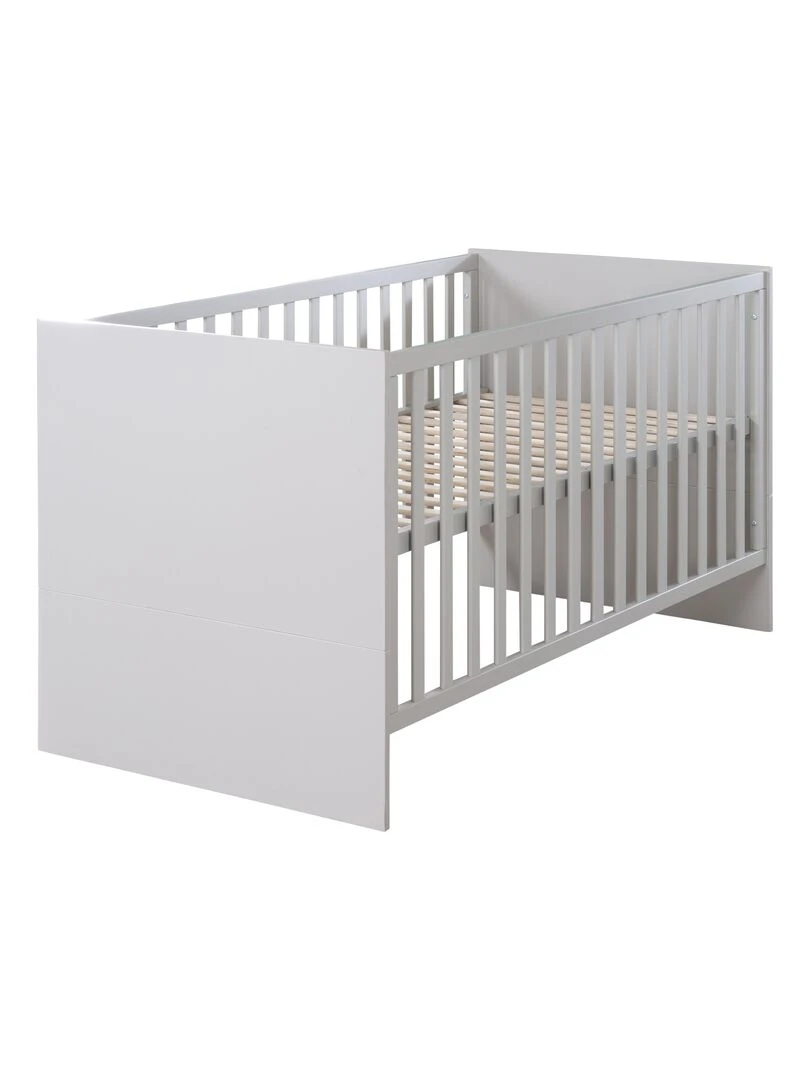 ROBA Lit Bébé Évolutif Lea en Bois Convertible En Lit Junior Hauteur Réglable Gris Clair Gris