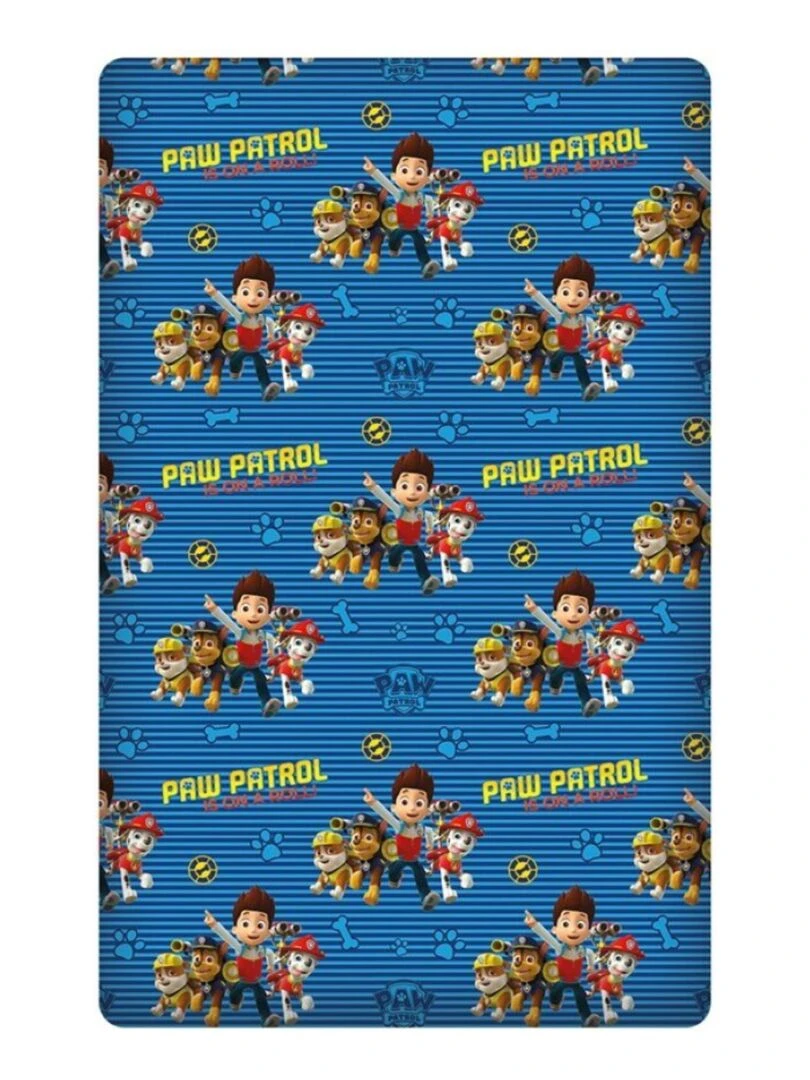 Drap Housse Enfant Coton Ryder Chase et ses amis Bleu