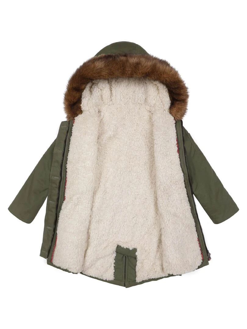 Parka Kaki Longue à Capuche  Fille 2 16 Ans  ROCK & LOVE   'LA FAUTE A VOLTAIRE'   Kaki