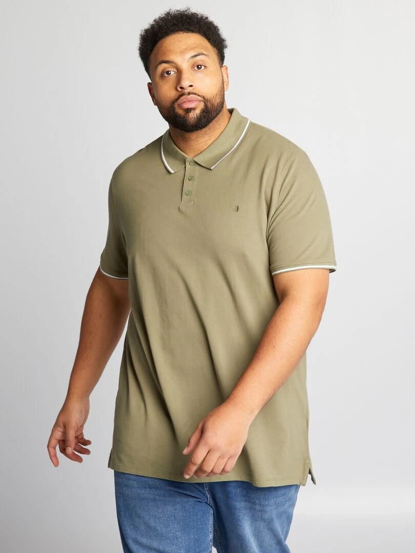 Polo en coton à contrastes Vert