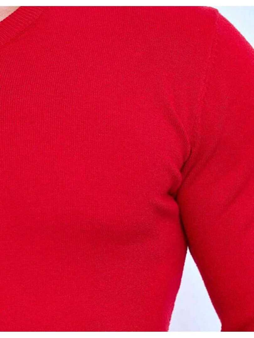 Pull manches longues col V Kebello   Rouge