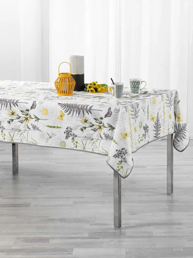 Nappe polyester Floraison Blanc
