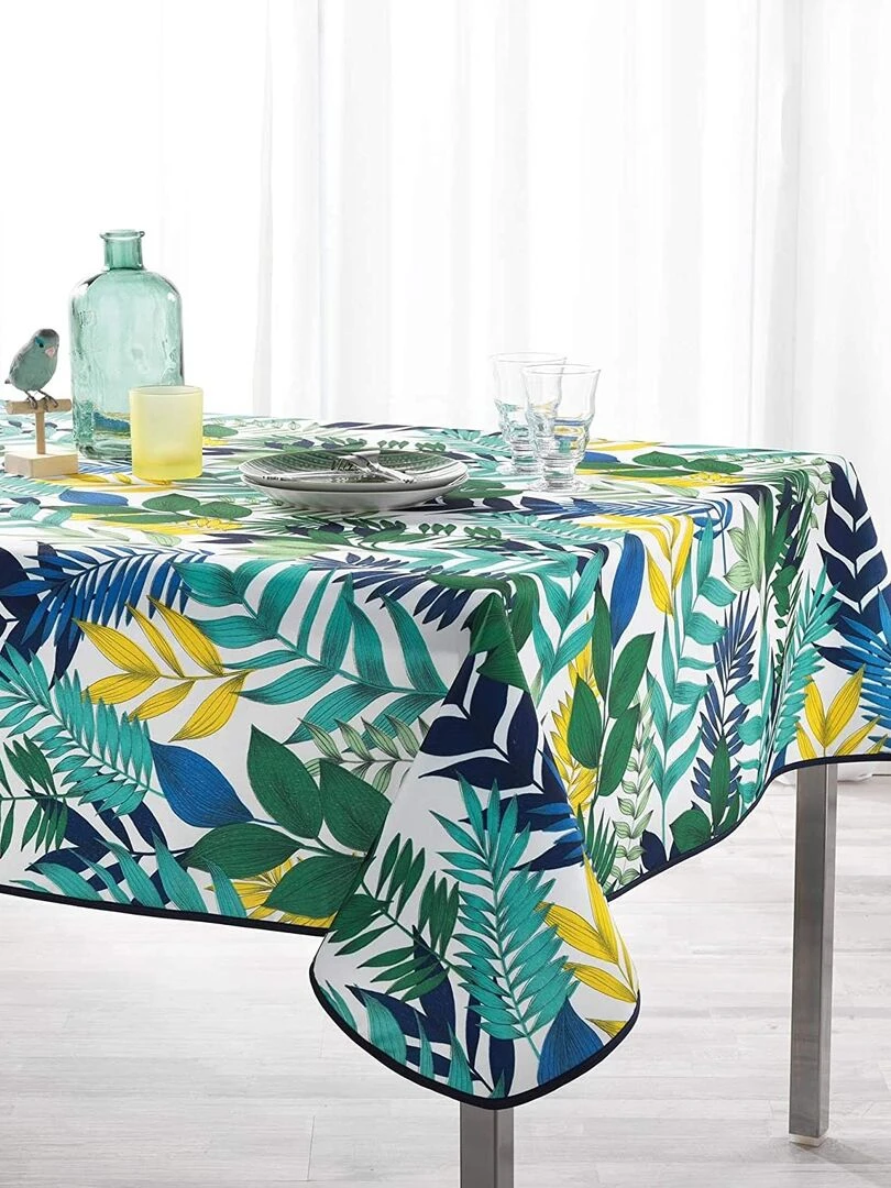 Nappe rectangle 150 x 240 cm Exotique palma marine Bleu