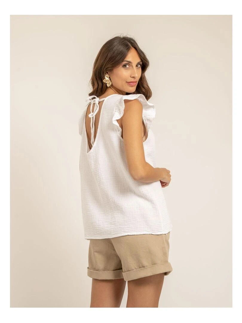 Top gaze de coton FAMELIE Blanc