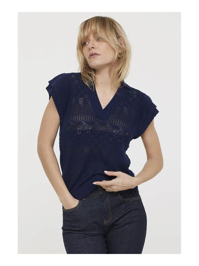 Lee Cooper   Polo manches courtes coton regular BIMIA   Bleu marine