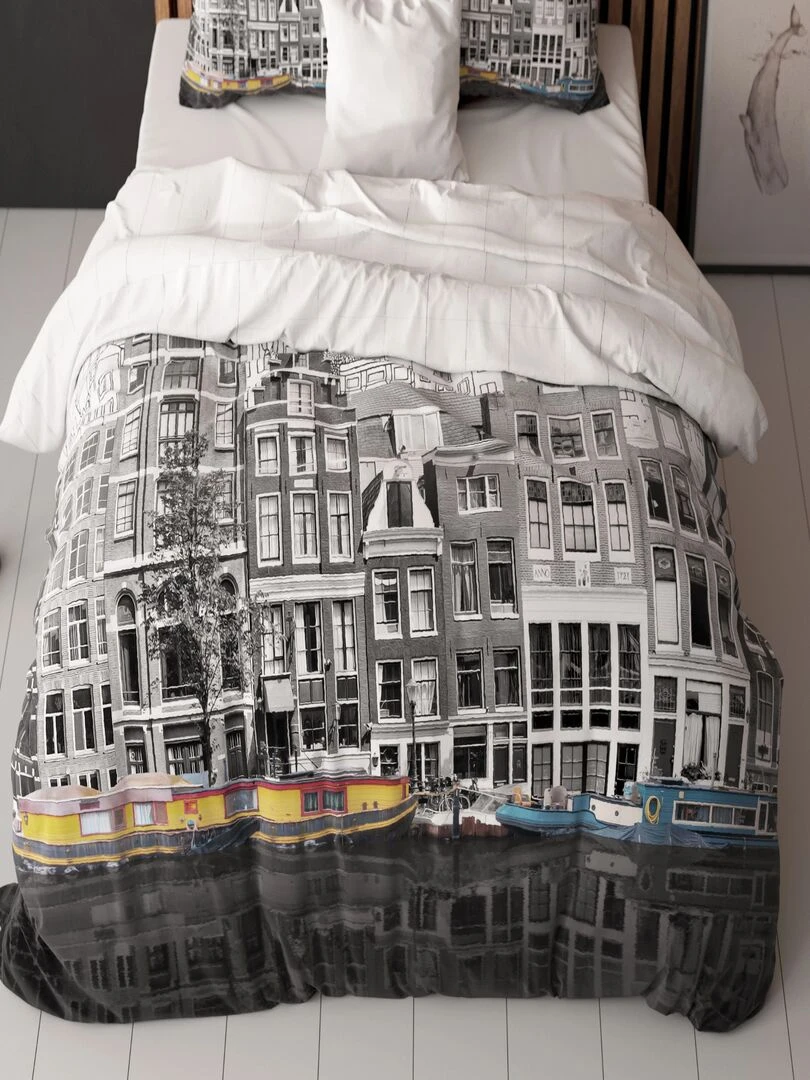 Steff   Zèbre   housse de couette avec taie   Blanc Gris