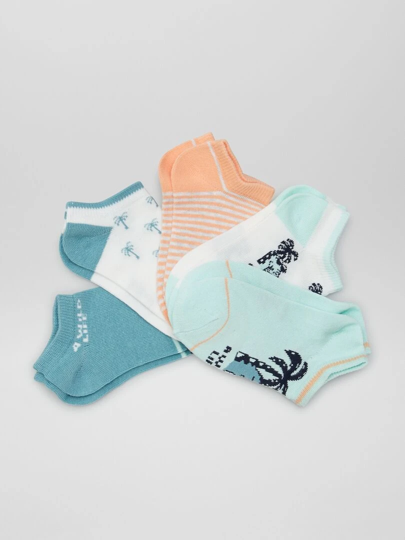 Chaussettes invisibles Blanc/orange/vert