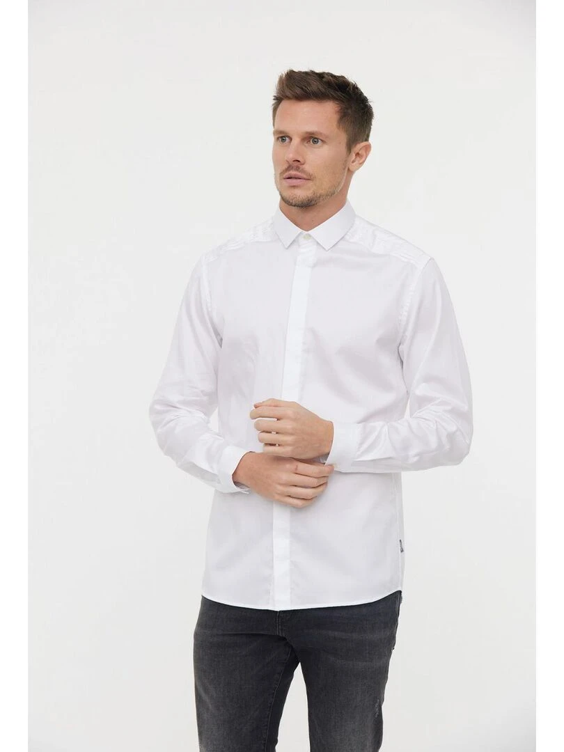 Lee Cooper Chemise manches longues coton slim DETO Blanc