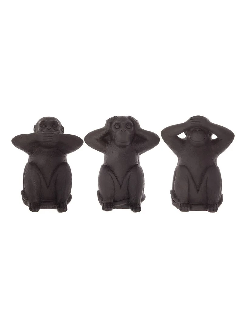 Ensemble de 3 singes sagesse en résine 23 cm Noir
