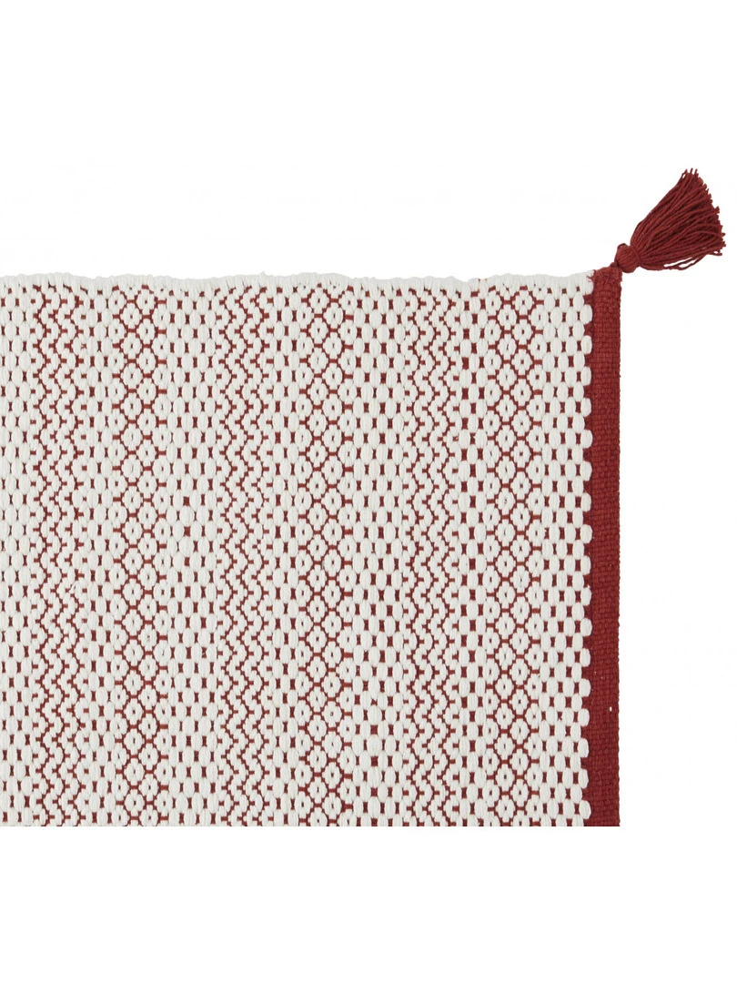Tapis De Bain Fantaisie Coton Terracotta Et Blanc 50x80cm Desert Rouge brique