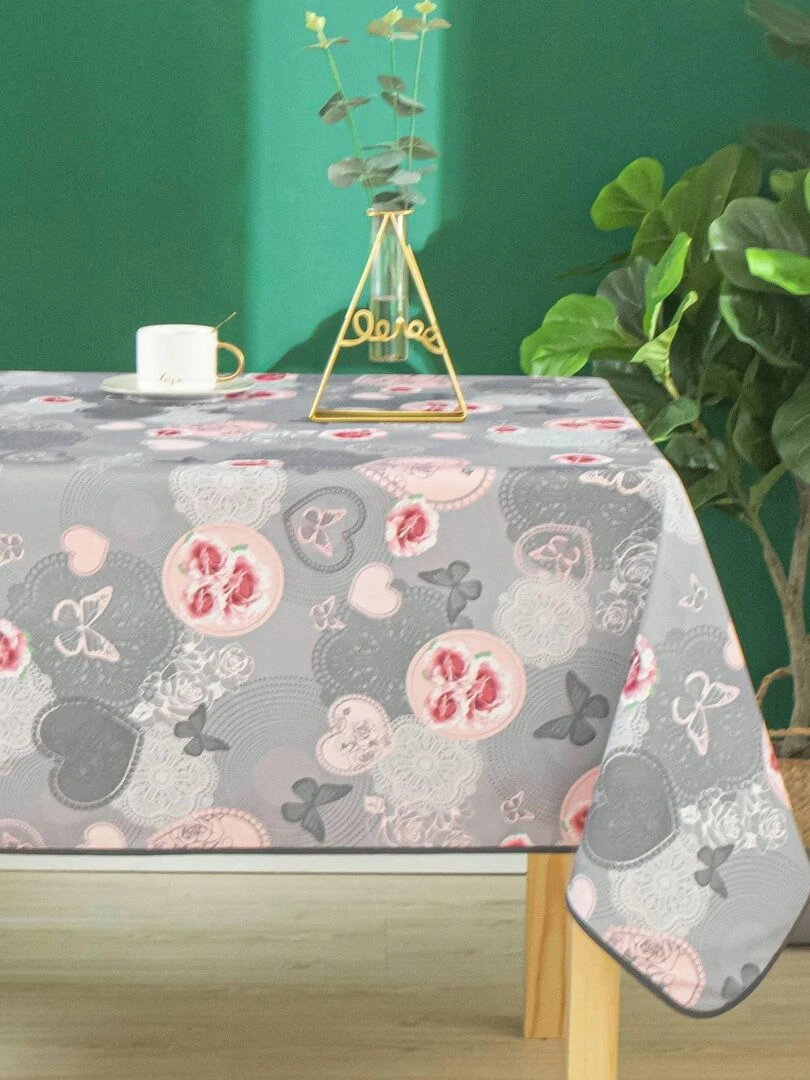 Nappe enduite esprit floral   Gris clair