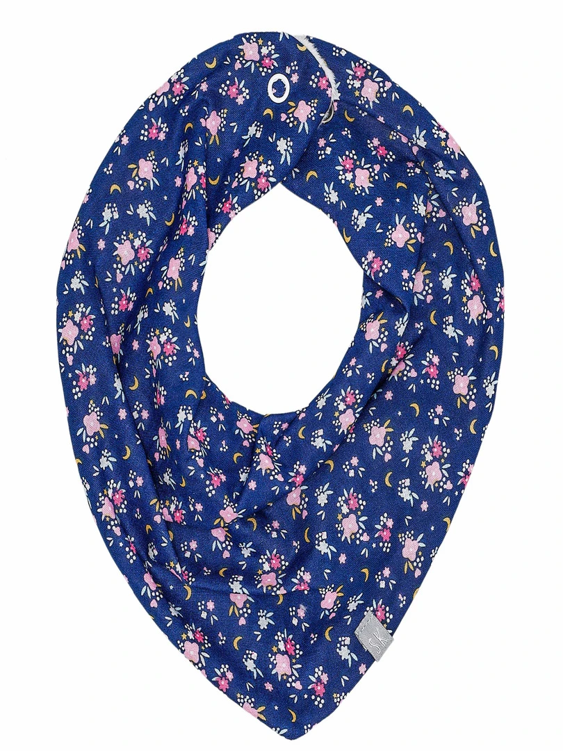 Bandana cache cou réversible FLORE Bleu