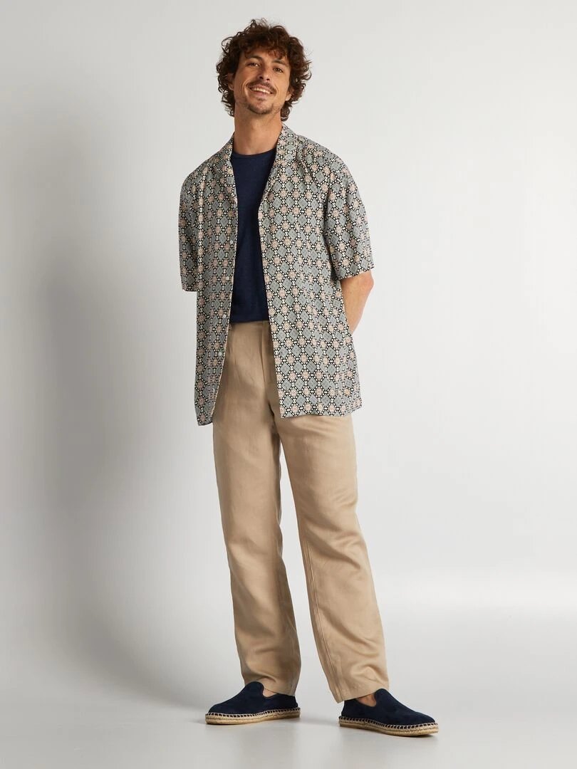 Pantalon chino en lin beige