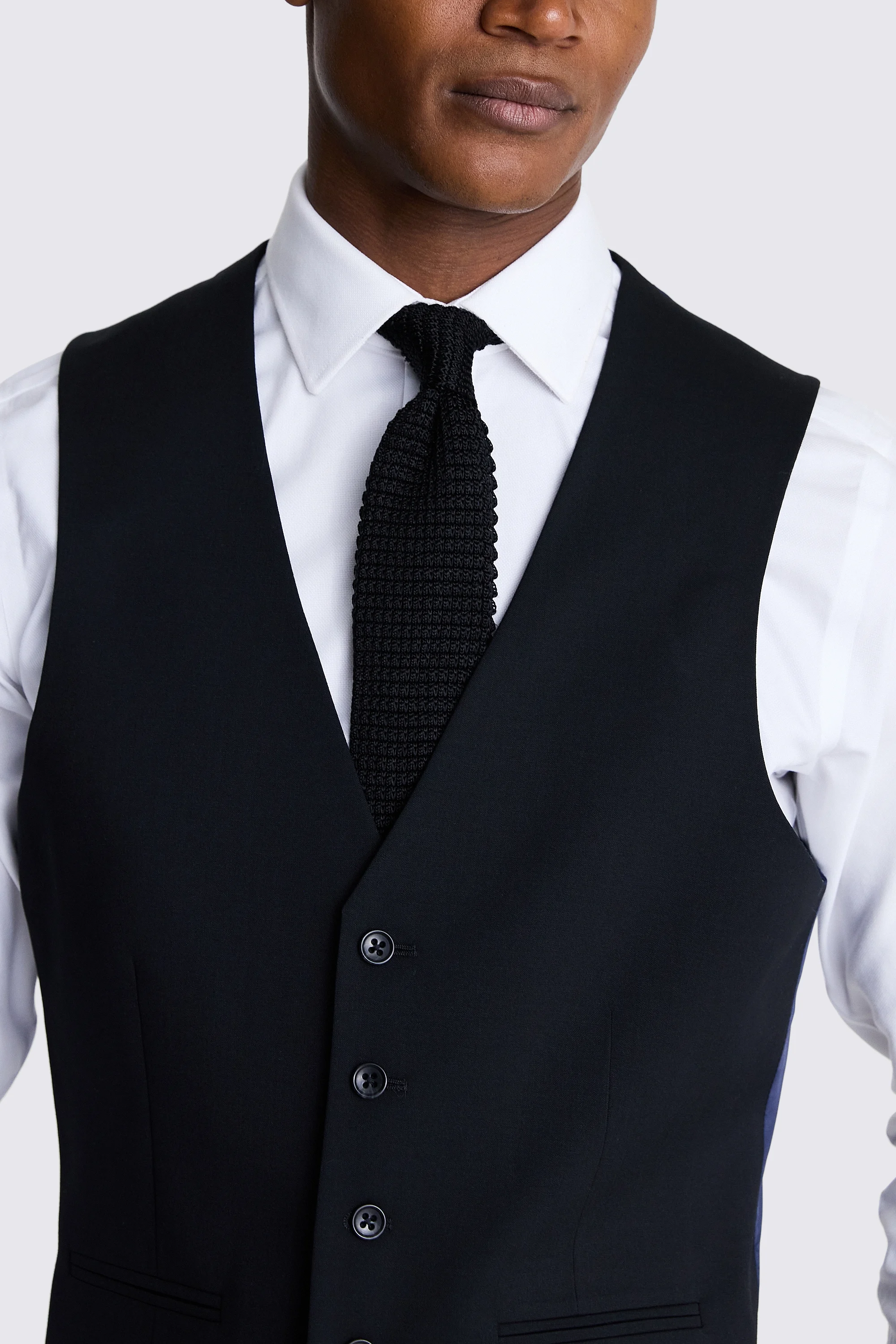 Tailored Fit Black Twill Eco Waistcoat   Buy Online at Moss