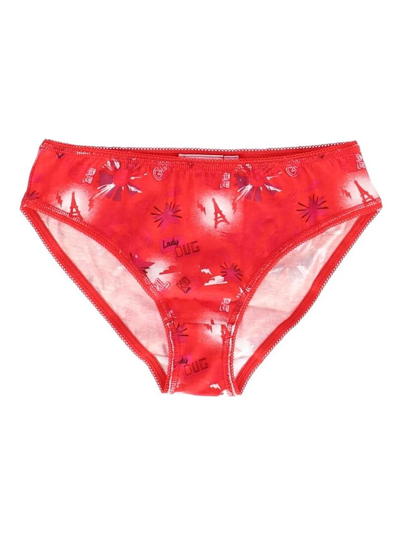 Lot de 7 culottes Ladybug Miraculous 4/5 ans   Fille   100% Coton   Rouge