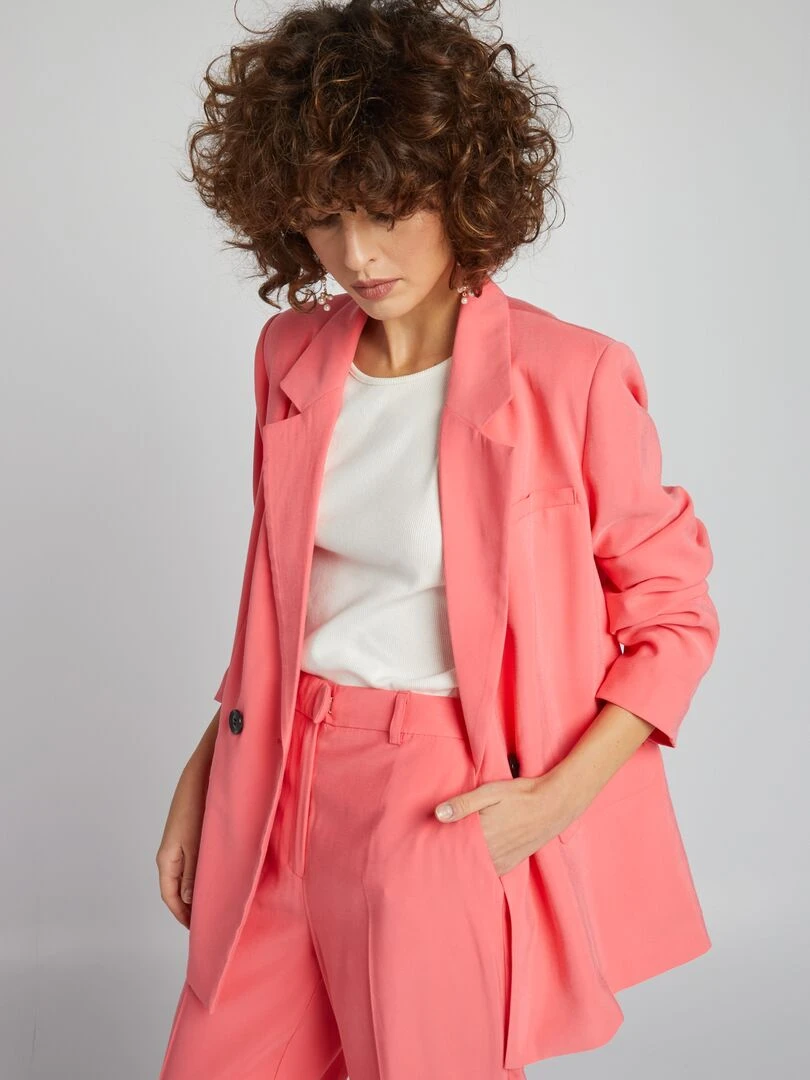 Veste de tailleur longue Rose