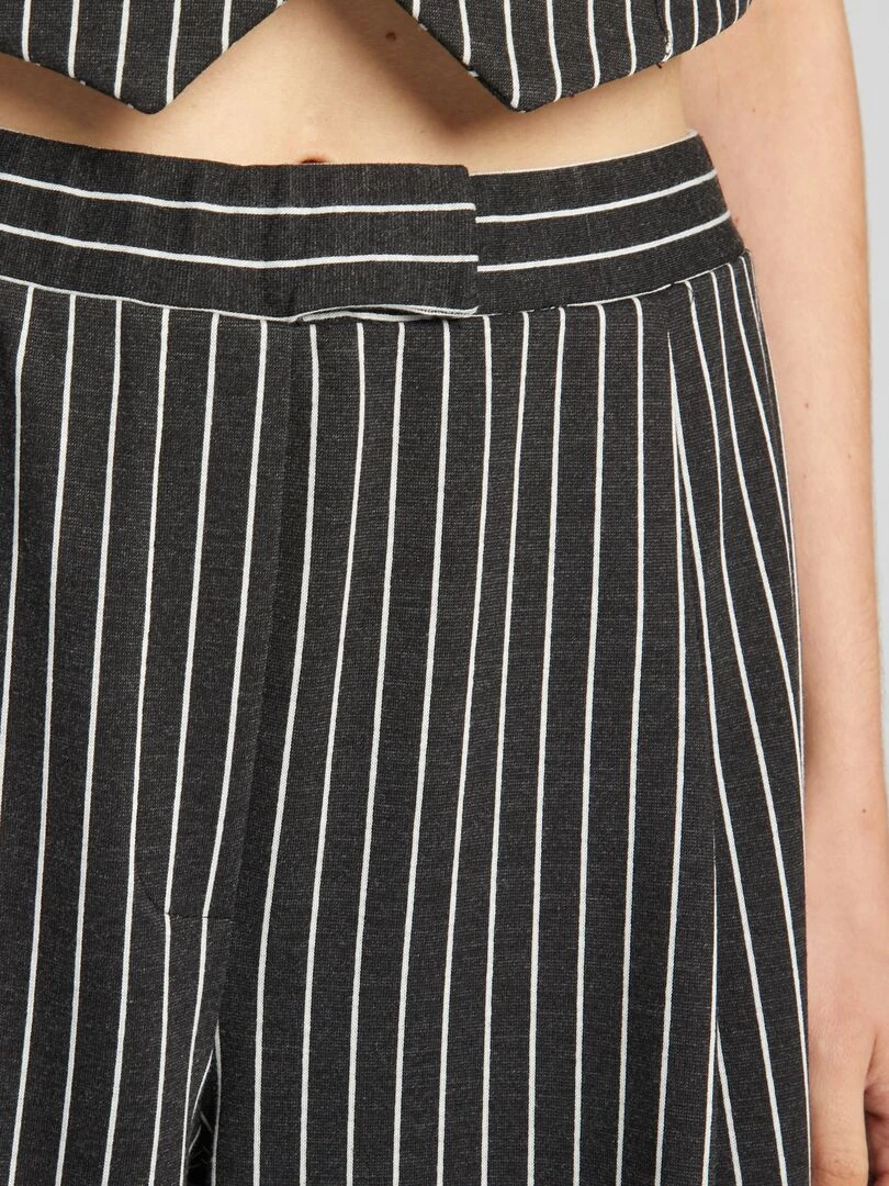 Pantalon large rayé   noir rayé