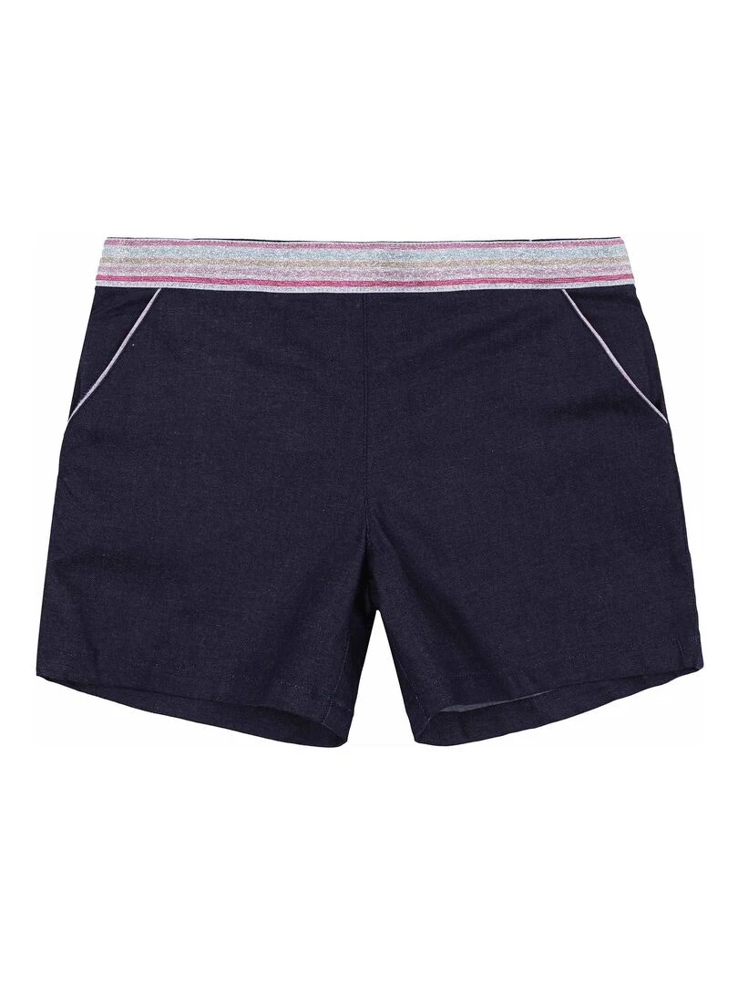 Short en Jean Intersaison Fille Ceinture à Paillettes POUPETTE 'LA FAUTE A VOLTAIRE' Bleu foncé