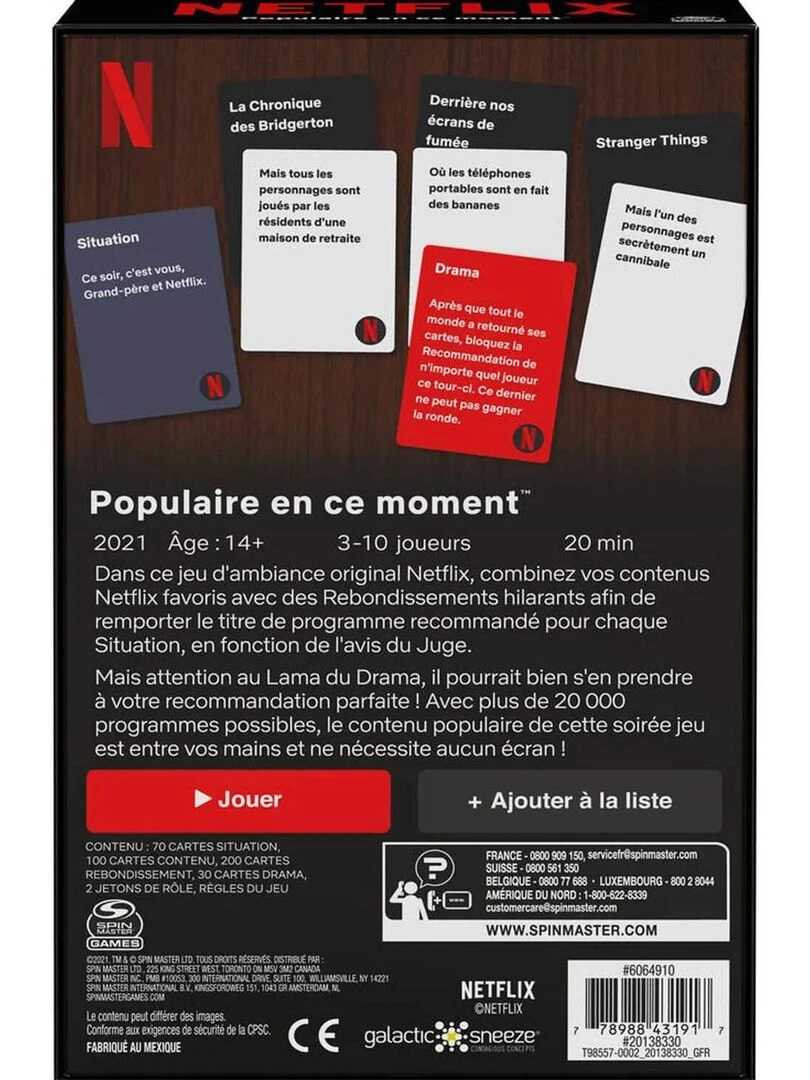 Jeu D Ambiance Et D Apero Netflix   N/A