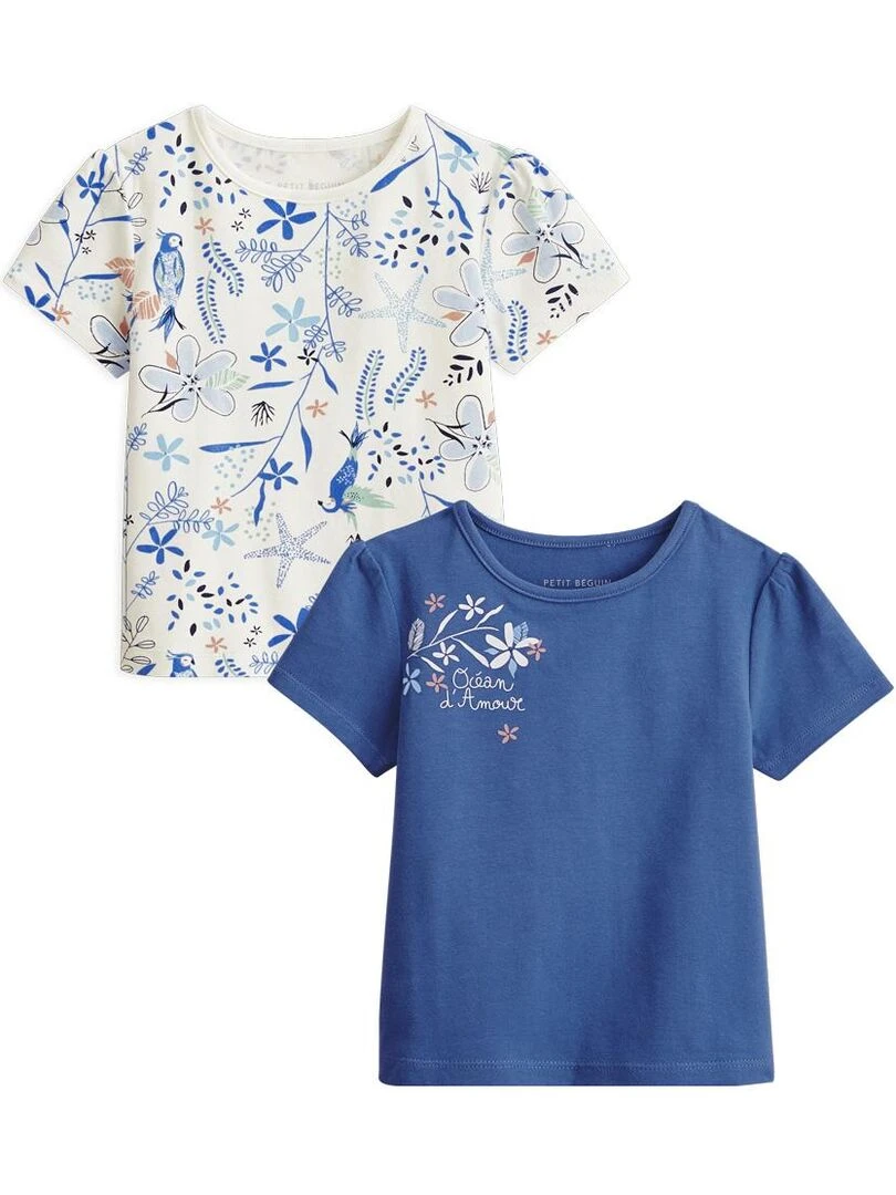 Lot de 2 t shirts bébé manches courtes Océan d'amour Bleu