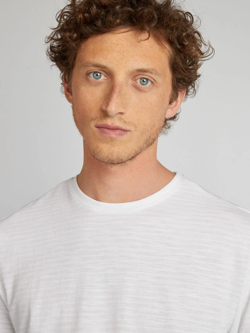 T shirt en jacquard à col rond   blanc