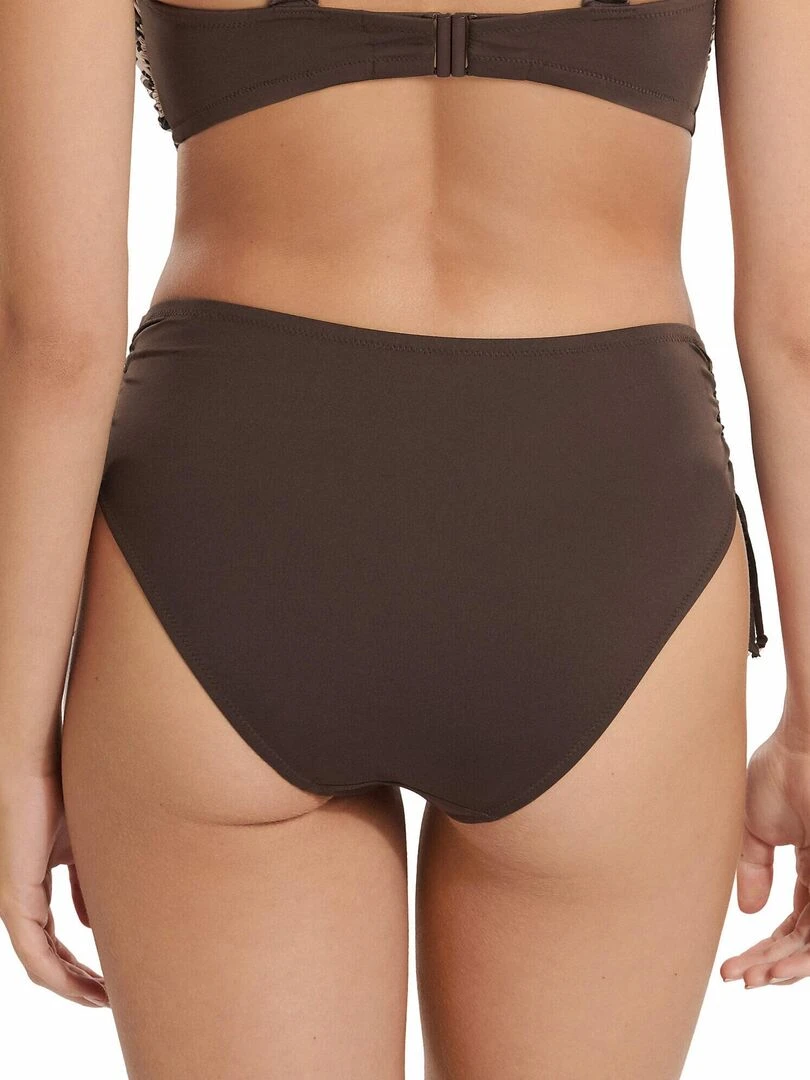 Bas maillot slip de bain taille haute côtés réglables Veracruz Marron
