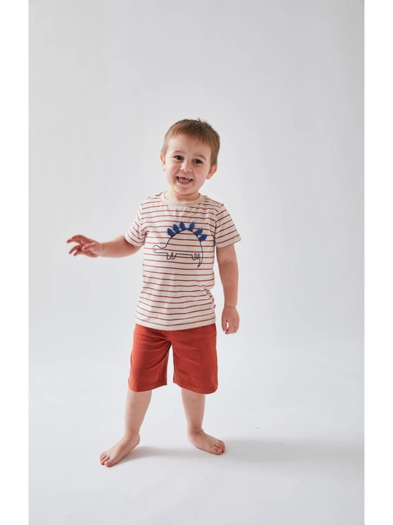 Pyjama 2 pièces dino en jersey  beige/brique   Noukie's   Beige