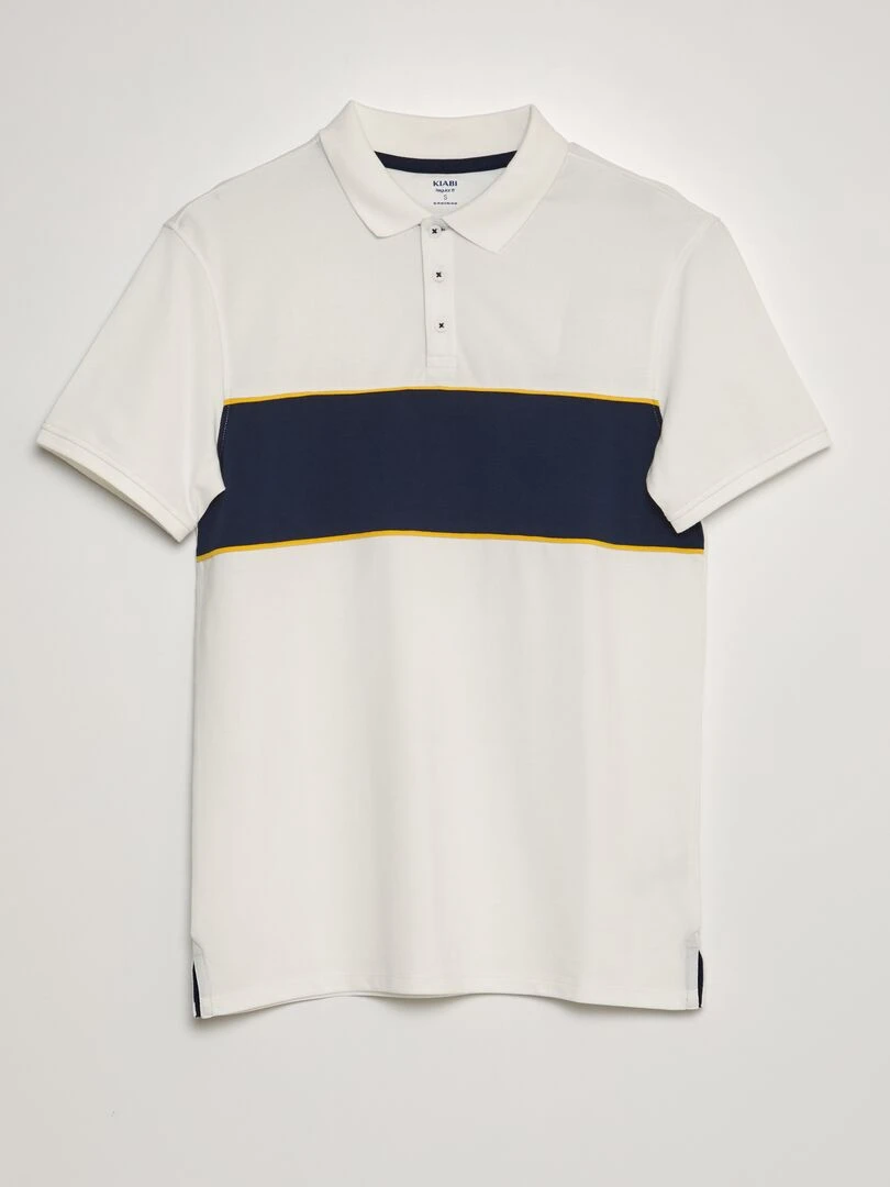 Polo en piqué de coton Blanc/bleu marine