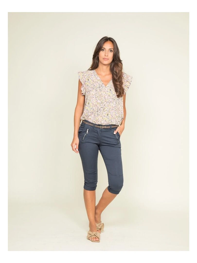 Pantacourt chino XELENA Bleu marine
