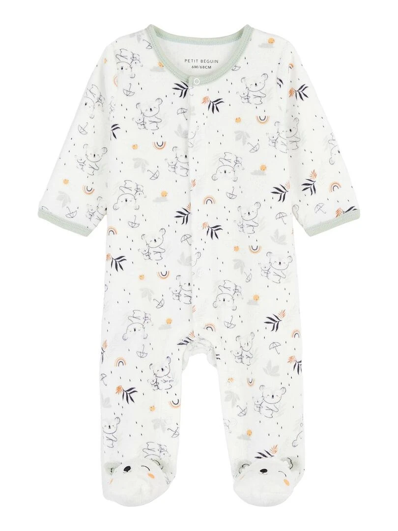 Pyjama bébé en velours Nuage Ecru
